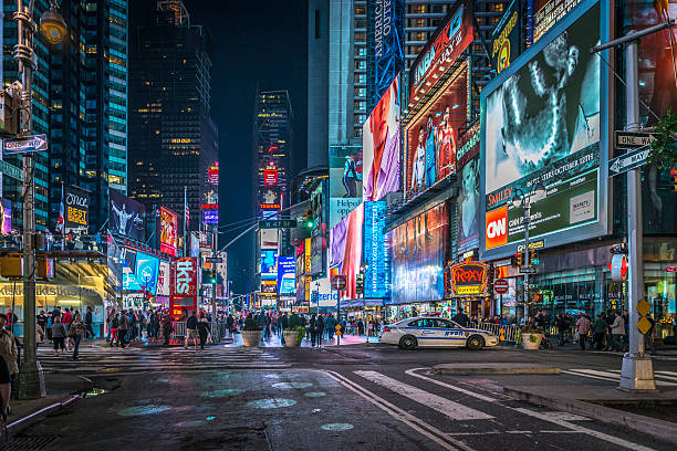 Times Square illuminated at night